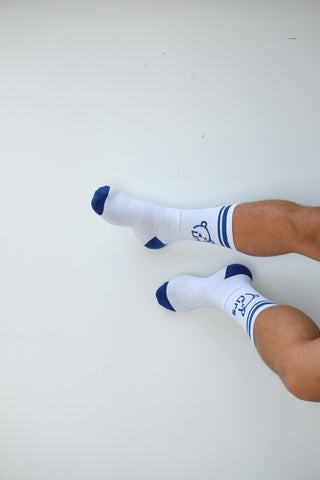 Urs Sock White and Royal Blue