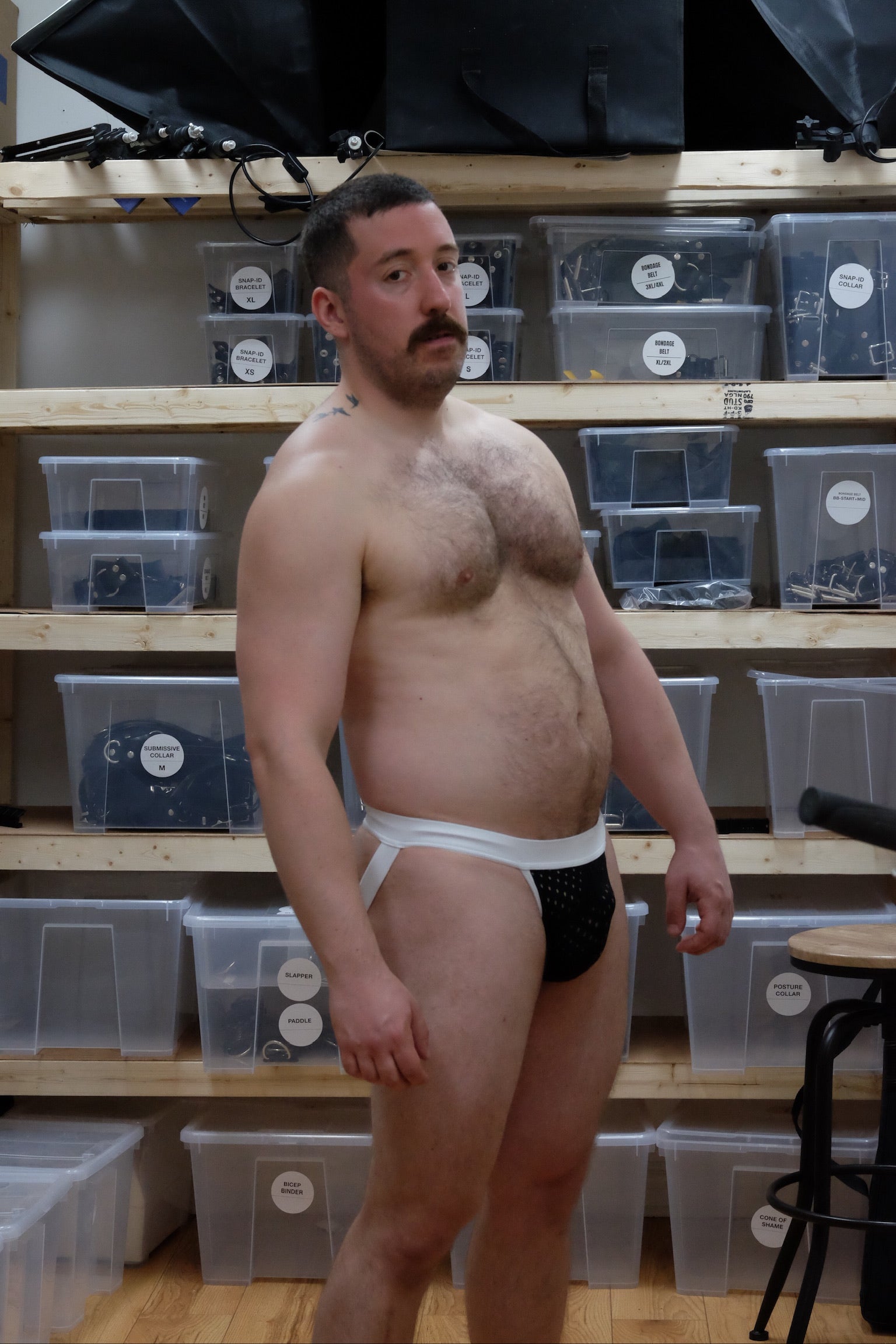 Jock Strap Black mesh with White elastic