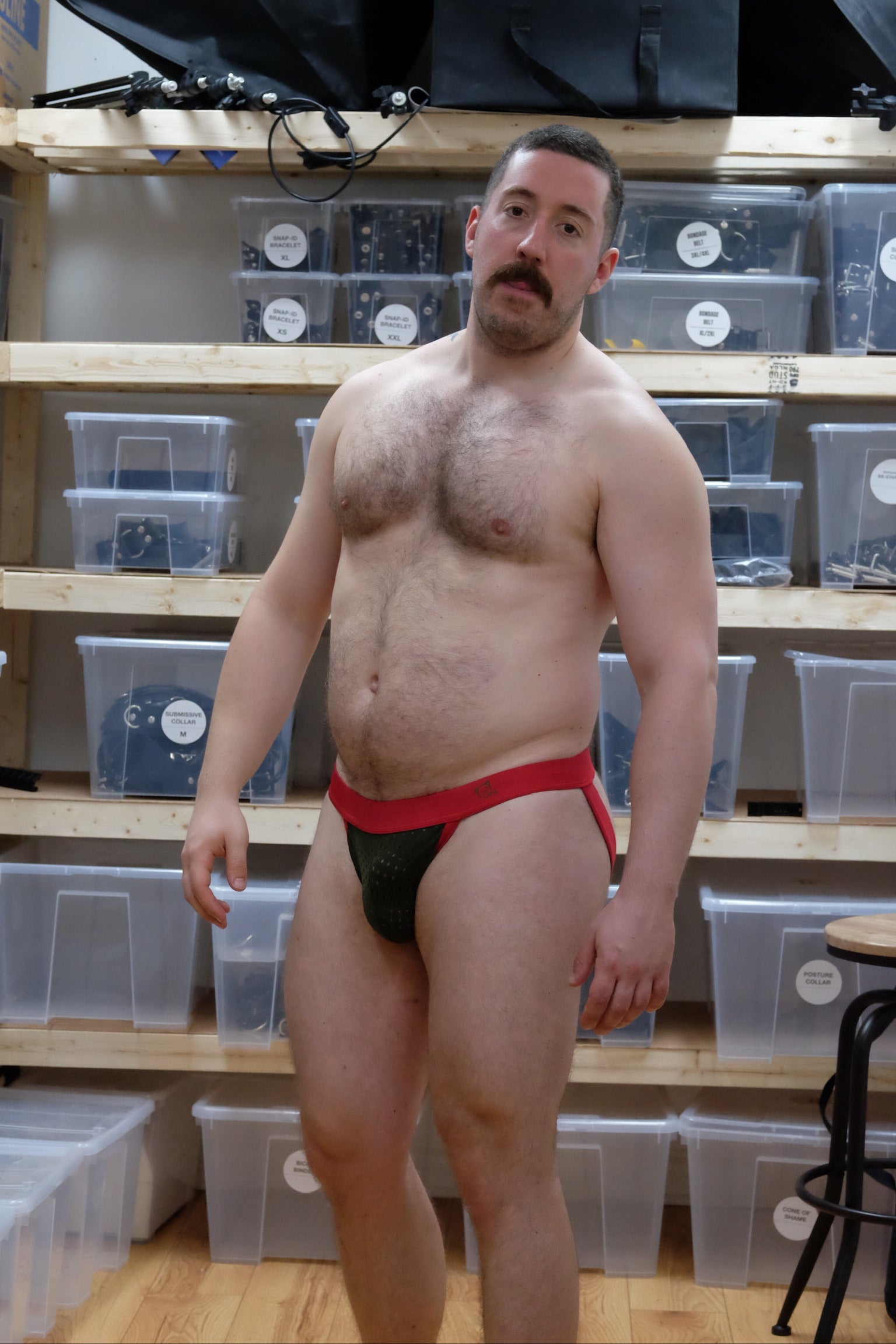 Jock Strap Pink mesh with Royal Blue elastic