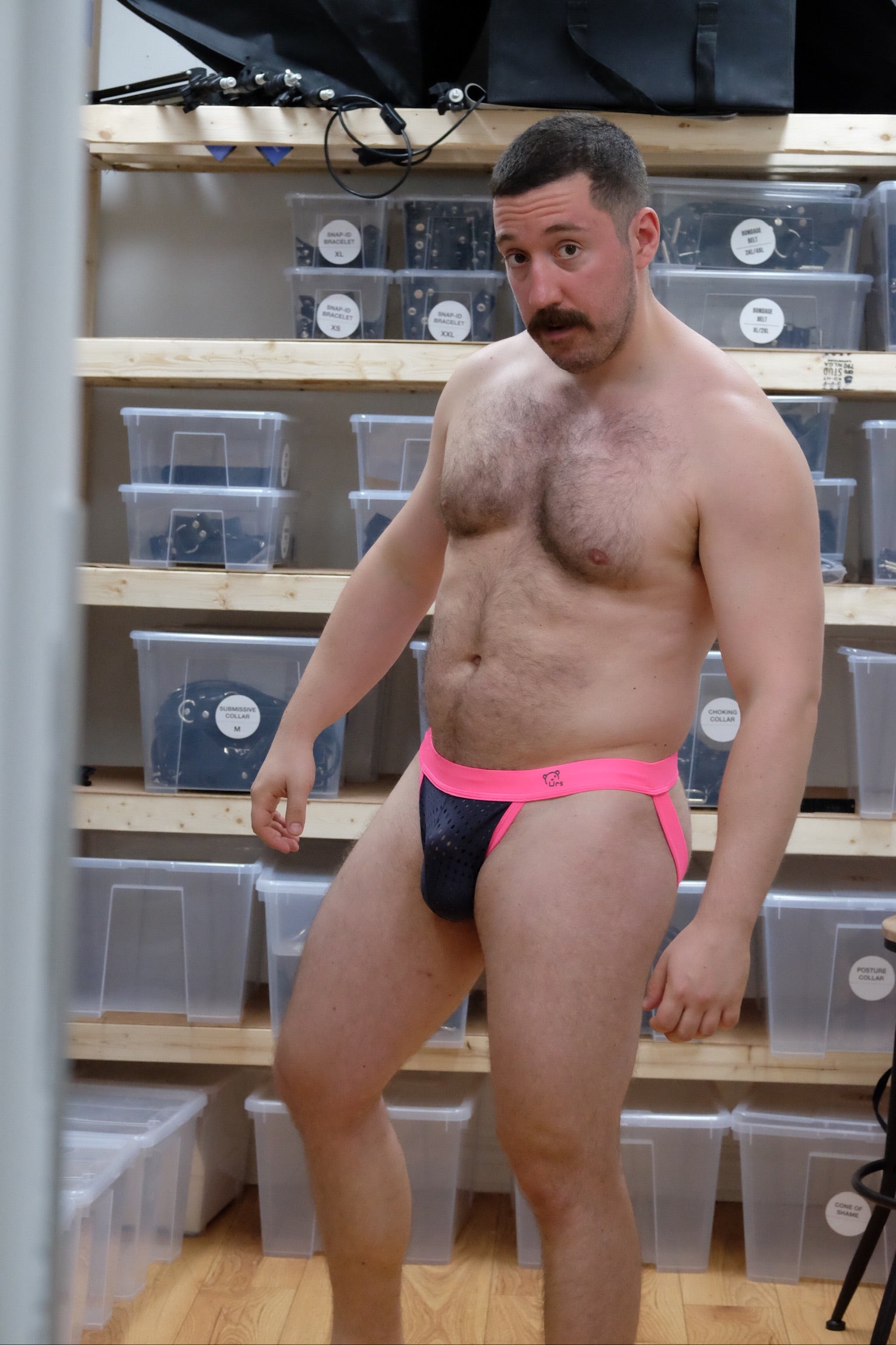 Jock Strap Black mesh with Pink elastic