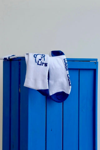 Urs Sock White and Royal Blue